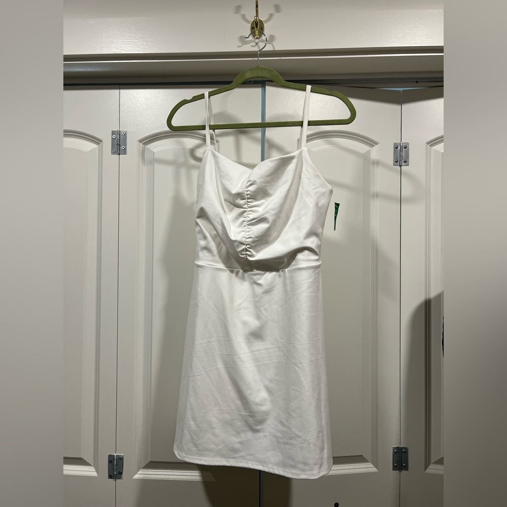 Gap Fit Power Ruched Exercise Dress, Size Large, WHITE - NWT